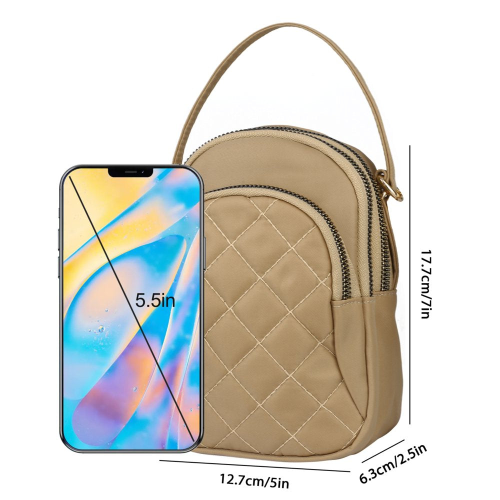 Quilted Cell Phone Purse, Multi-Pockets Crossbody Phone Pouch Bag with Adjustable Strap and Headphone Hole for Women
